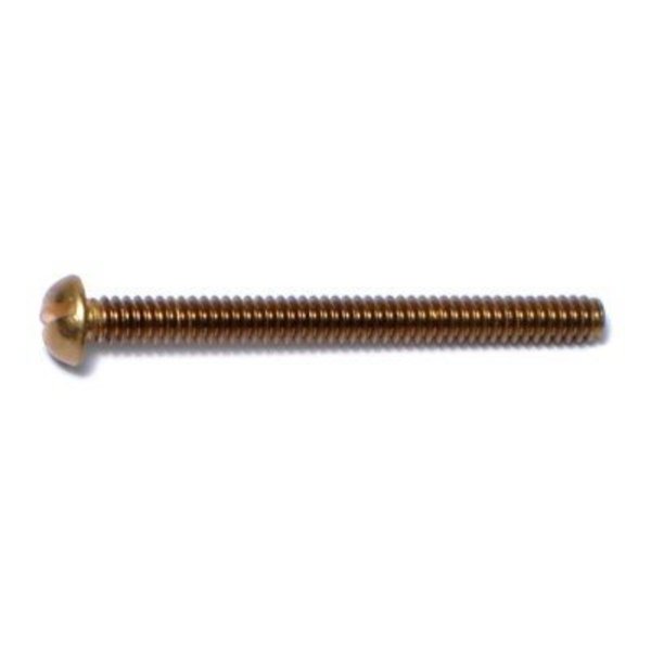 Midwest Fastener #6-32 x 1-1/2 in Slotted Round Machine Screw, Plain Brass, 18 PK 62016